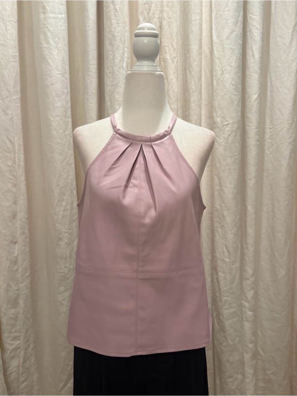 Lucy Paris Dusty Pink Halter Pleated Neck Sleeveless Top